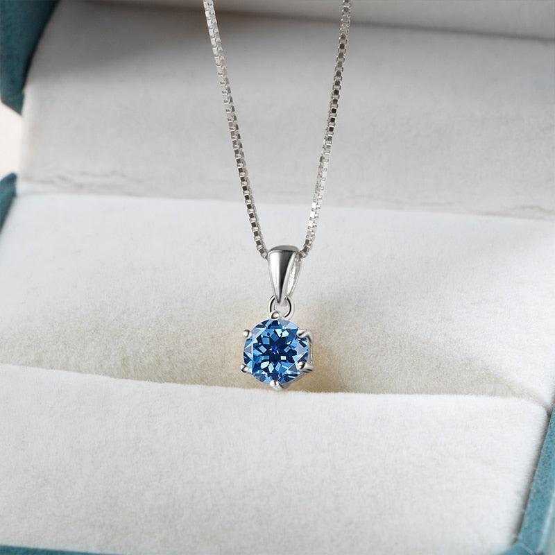 Choice 1 Carat Round Cut VVS Blue Green Colour Real High Quality Moissanite Diamonds Pendants - Fine Jewellery - The Jewellery Supermarket