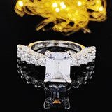 New Luxury Princess Cut Silver Color AAA+ CZ Diamonds Designer Engagement Ring - The Jewellery Supermarket