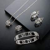 BEST SELLER New Design Hollow Roman Numerals Stainless Steel Jewellery Set for Women  - Fashion Jewellery - The Jewellery Supermarket