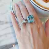 Brilliant New Luxury Sea Blue AAA+ Quality Cz Diamonds Seagull Design Ring - The Jewellery Supermarket