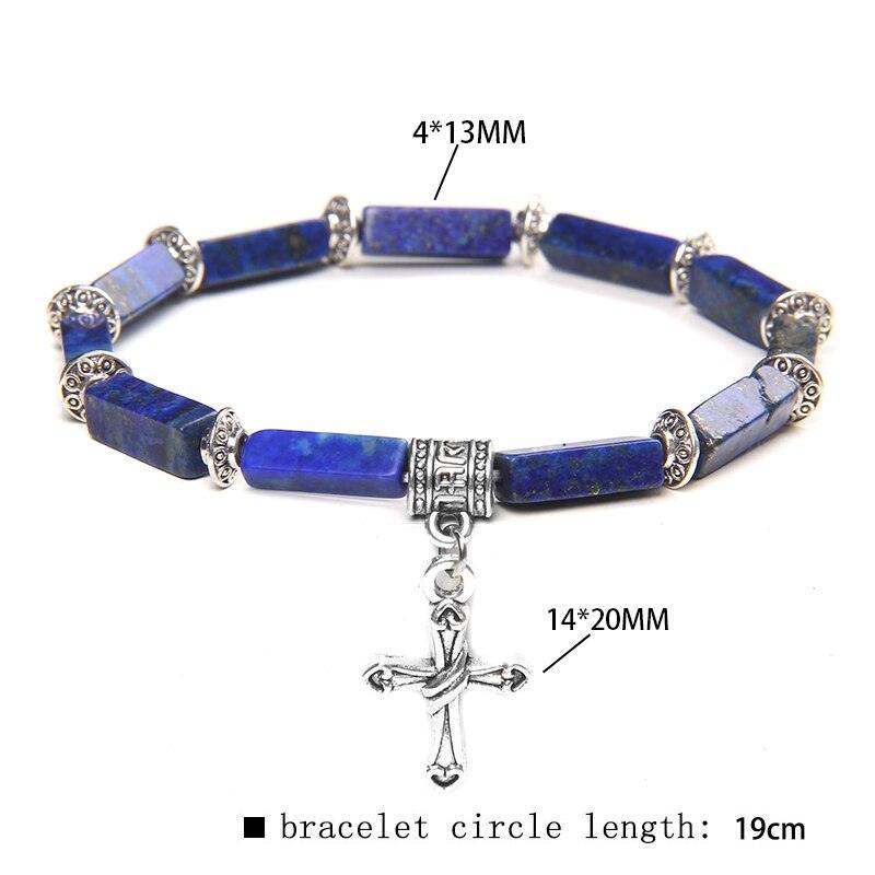 Fashion Cross Lapis lazuli, Natural Tiger Eye and Natural Stones Charms Pendant Bracelets - Christian Jewellery - The Jewellery Supermarket