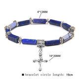 Fashion Cross Lapis lazuli, Natural Tiger Eye and Natural Stones Charms Pendant Bracelets - Christian Jewellery - The Jewellery Supermarket