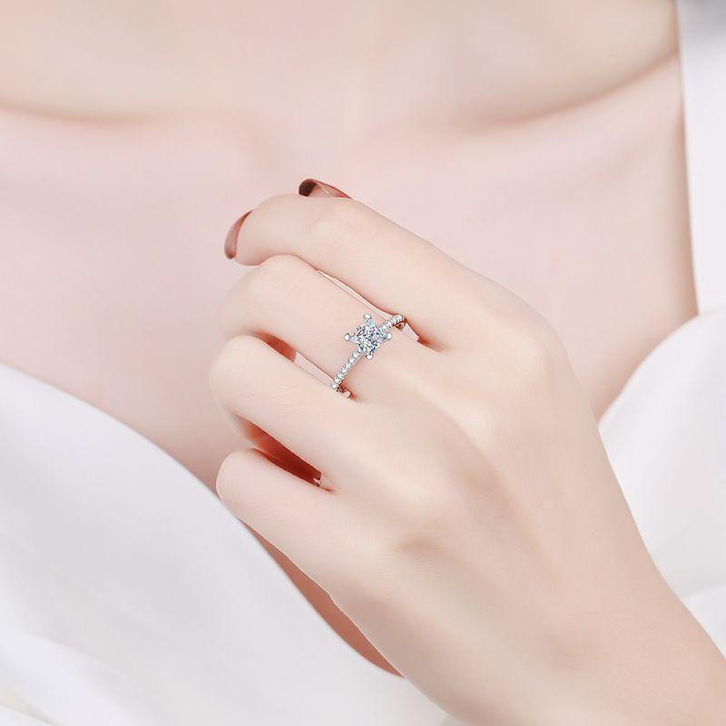 1-2CT Princess Cut High Quality Moissanite Diamonds VVS Colorless Solitaire Diamond Bridal Sets Ring - The Jewellery Supermarket