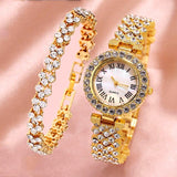 Best Selling Luxury Blig Fashion Brand Simulated Diamonds Steel Band Watch Bracelet Set - Ideal Gifts - The Jewellery Supermarket