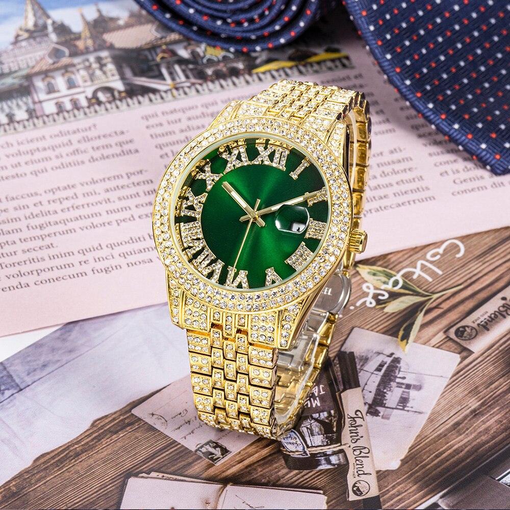 NEW Elegant Stylish Iced Out Simulated Diamond Top Brand Date Waterproof Quartz Fashion Watch - The Jewellery Supermarket