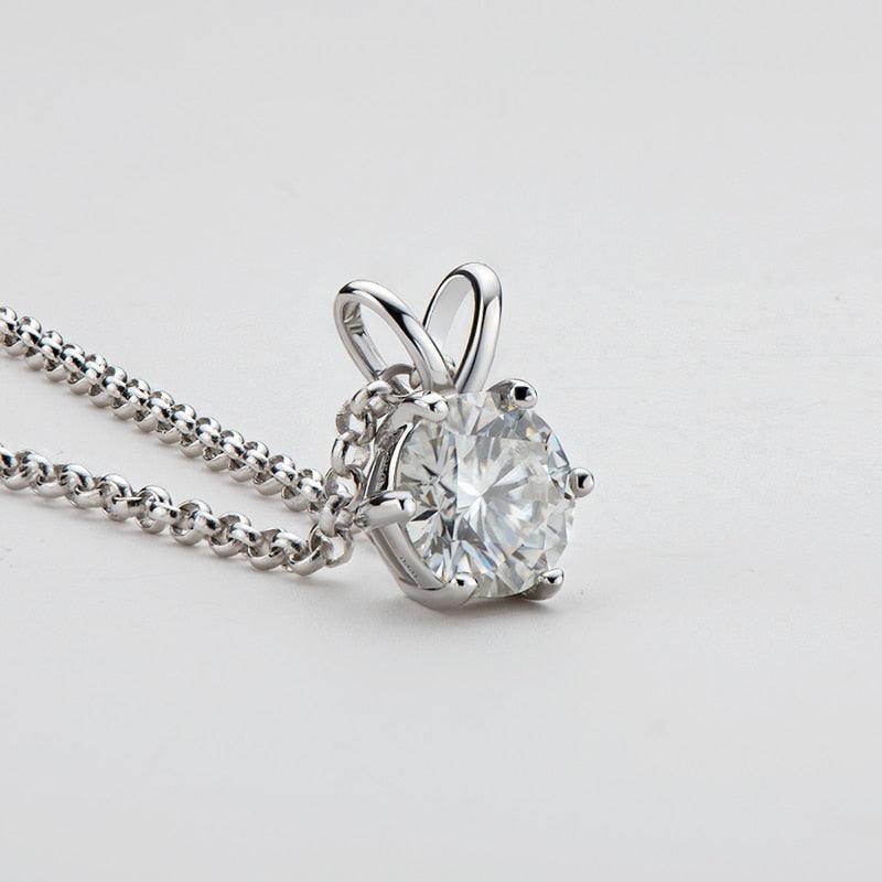 Lovely 1 Carat D Color ♥︎ High Quality Moissanite Diamond ♥︎ Real Silver Pendant Necklace - The Jewellery Supermarket
