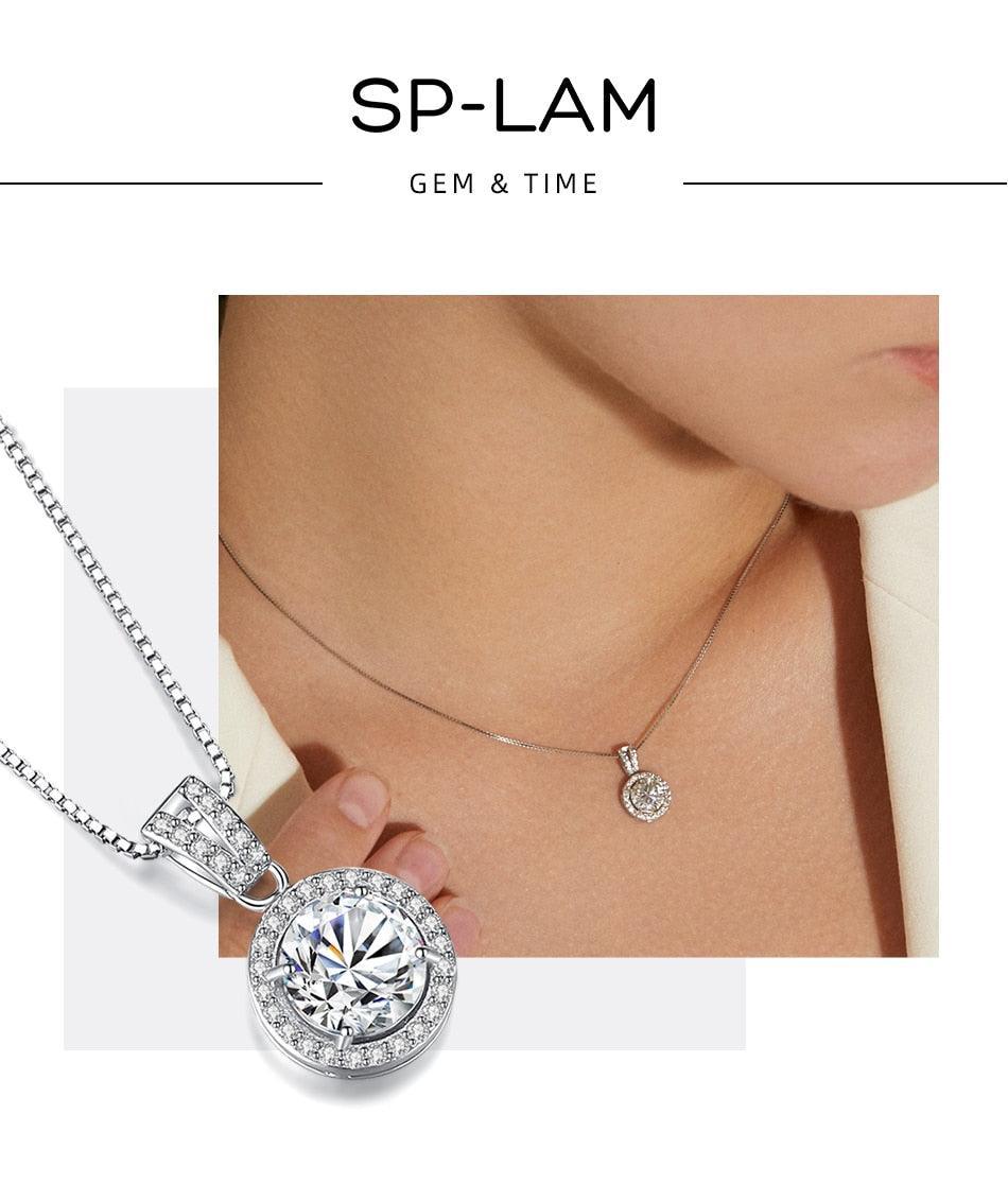 Exceptional 1 Carat VVS D Colour Round Cut High Quality Moissanite Diamonds Necklace Luxury Jewellery - The Jewellery Supermarket