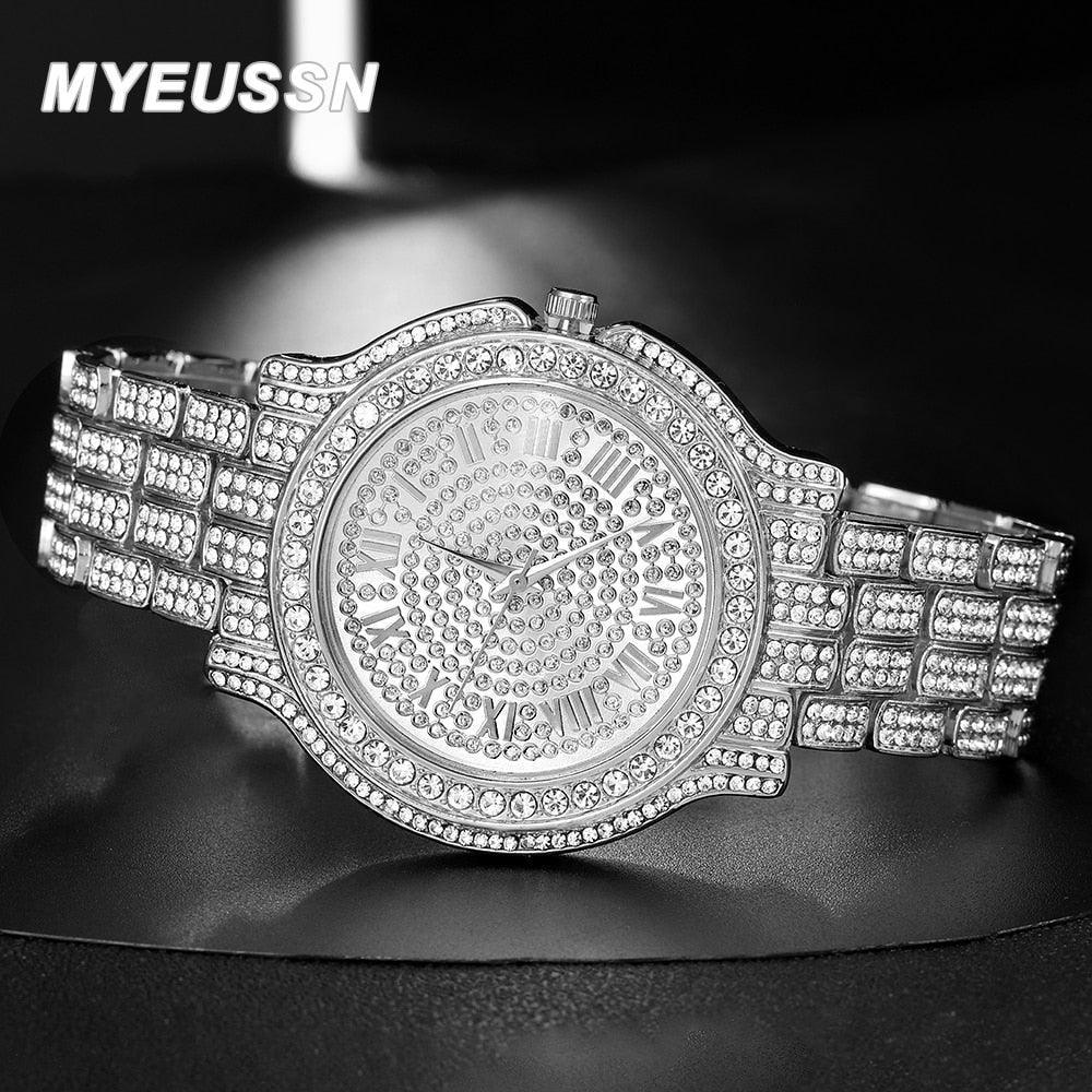 New Hip Hop Iced Out Square Simulated Diamonds Watch - Sparkling Quartz Fashion Classic Watches - The Jewellery Supermarket