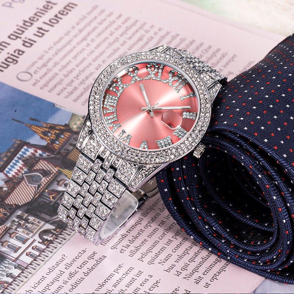 NEW Elegant Stylish Iced Out Simulated Diamond Top Brand Date Waterproof Quartz Fashion Watch - The Jewellery Supermarket