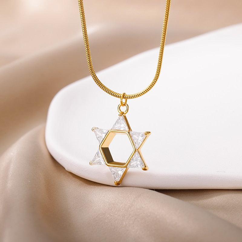 NEW Mogan Star of David Stainless Steel Chain Pendant Necklaces for Women and Men - The Jewellery Supermarket