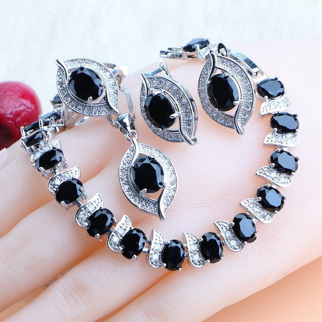 NEW ARRIVAL AAA Zircon Crystals Silver Earrings Charms Bracelets For Women Fashion Wedding Jewellery Sets - The Jewellery Supermarket