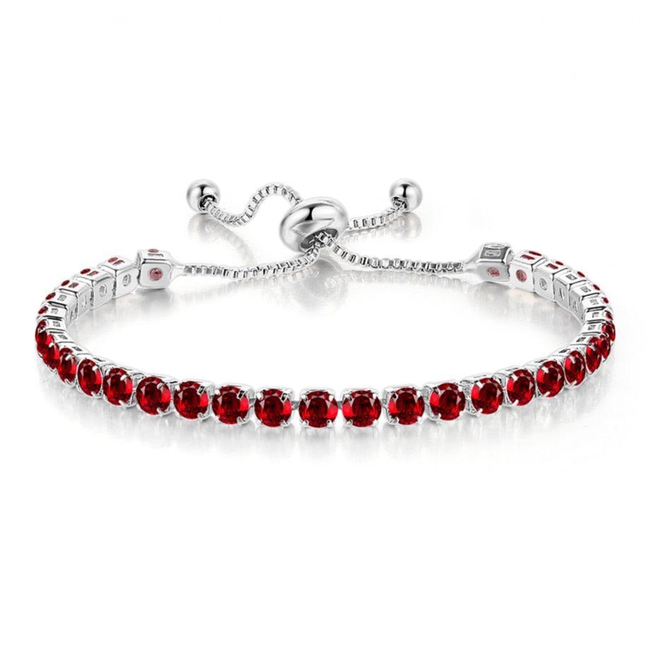 CHARMING Adjustable Colorful Birthstone AAA CZ Crystals MUlticolour Tennis Bracelets for Women - The Jewellery Supermarket