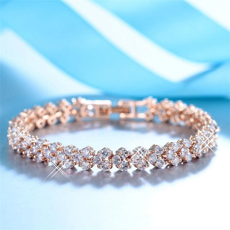*NEW* Ideal Gifts - Luxury AAA+ Cubic Zirconia Diamonds Rose Gold Tennis Bracelet - The Jewellery Supermarket