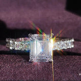 New Luxury Princess Cut Silver Color AAA+ CZ Diamonds Designer Engagement Ring - The Jewellery Supermarket