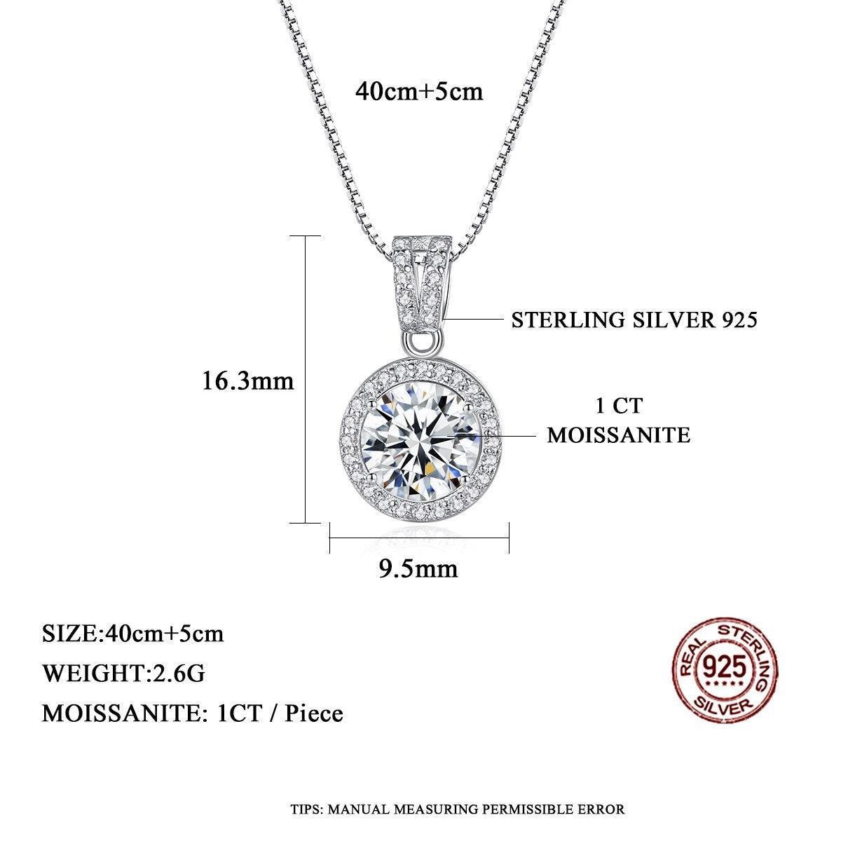 Exceptional 1 Carat VVS D Colour Round Cut High Quality Moissanite Diamonds Necklace Luxury Jewellery - The Jewellery Supermarket