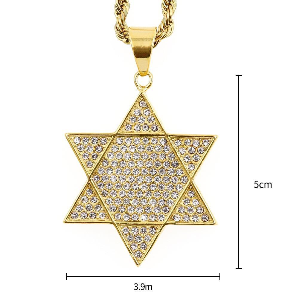 NEW ARRIVAL Jewish Star Of David Hasma Hand Of Fatima Gold Color Pendant Necklaces for Men and Women - The Jewellery Supermarket
