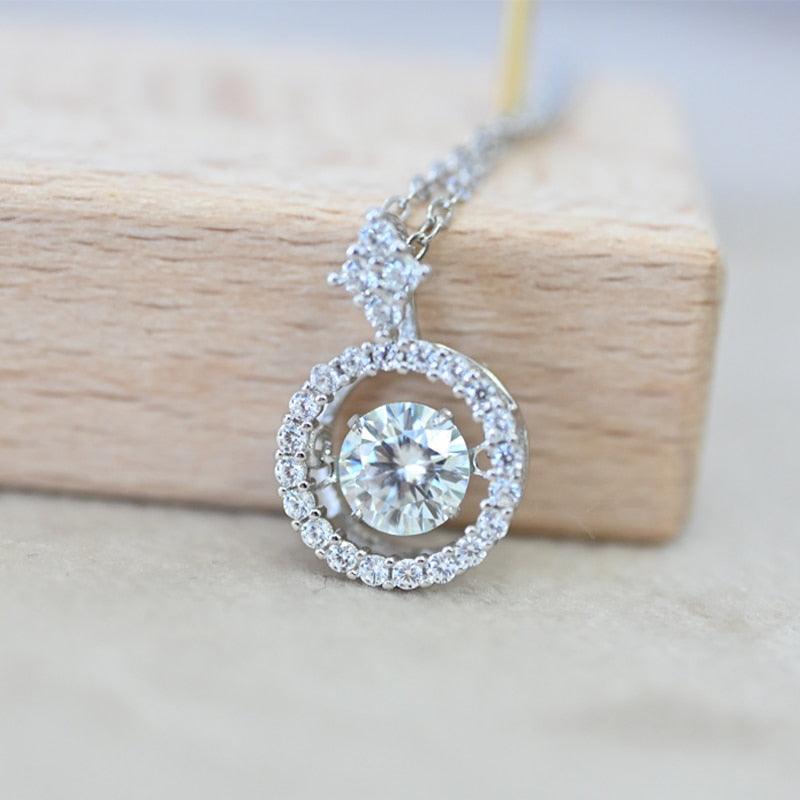 Dancing Diamond Design 1/0.8 CT Round Cut VVS High Quality Moissanite Diamonds Necklace Luxury Jewellery - The Jewellery Supermarket