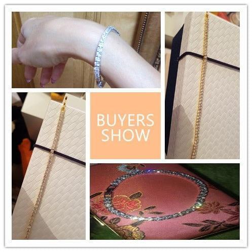 OUTSTANDING Round AAA+ Cubic Zirconia Simulated Diamonds Tennis Bracelets for Women - The Jewellery Supermarket