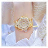 Fashion Bling Simulated Diamonds Gold Rose Gold Silver Original Elegant Ladies Watch With Bracelet Set - Ideal Gift - The Jewellery Supermarket