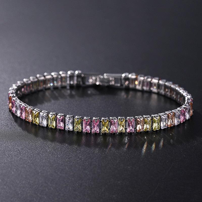 ELEGANT AAA+ Cubic Zirconia Crystals Bracelet Colorful Silver Colour Tennis Bracelets For Women - The Jewellery Supermarket