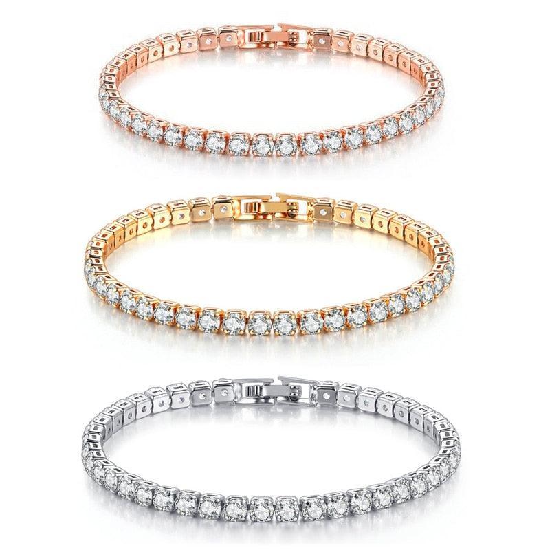 Luxury Shiny Round AAA+ Cubic Zirconia Diamond Tennis Gold Silver Colour Bracelets For Women - The Jewellery Supermarket