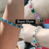 LOVELY Brilliant Light Blue AAA+ Cubic Zirconia Simulated Diamonds Fashion Tennis Bracelets - The Jewellery Supermarket