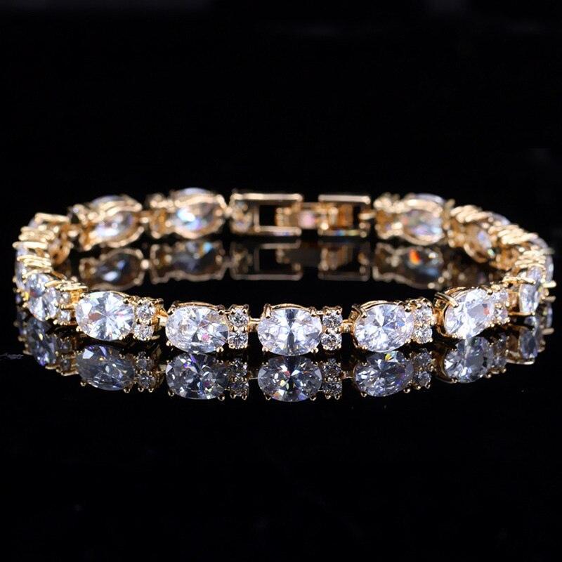 LOVELY Brilliant Light Blue AAA+ Cubic Zirconia Simulated Diamonds Fashion Tennis Bracelets - The Jewellery Supermarket