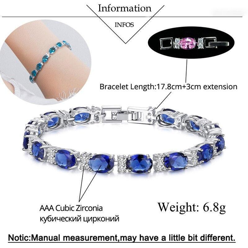 LOVELY Brilliant Light Blue AAA+ Cubic Zirconia Simulated Diamonds Fashion Tennis Bracelets - The Jewellery Supermarket