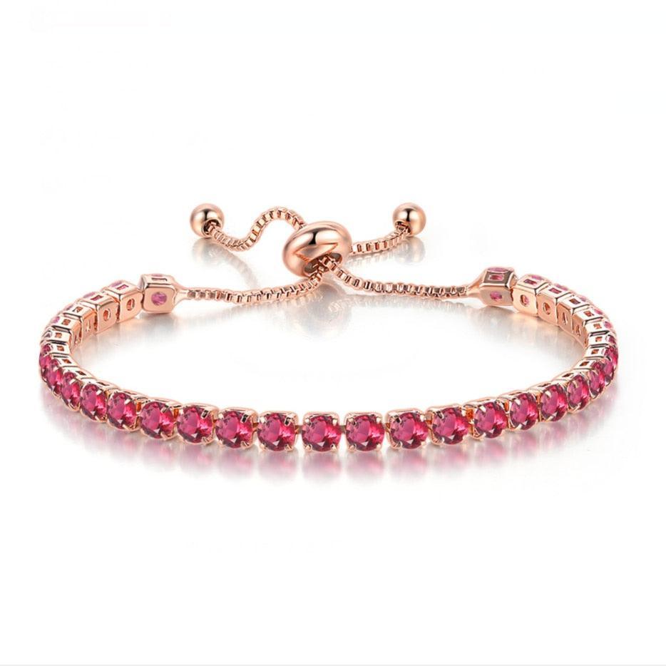 CHARMING Adjustable Colorful Birthstone AAA CZ Crystals MUlticolour Tennis Bracelets for Women - The Jewellery Supermarket