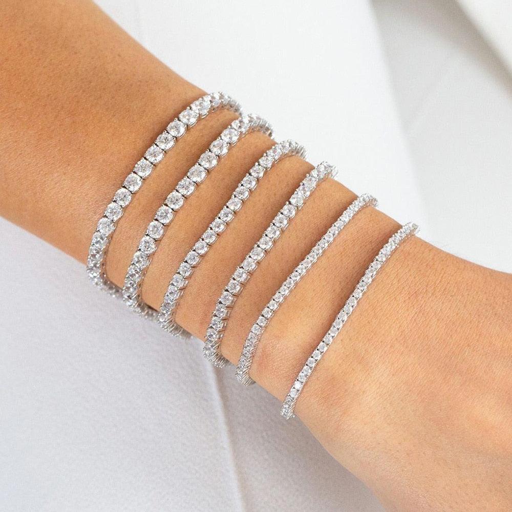 POPULAR - Trendy AAA+ Cubic Zirconia Silver Color Women's Tennis Bracelet - Hand Made jewellery - The Jewellery Supermarket