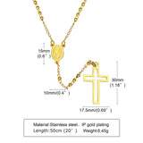 Black Gold Color Stainless Steel Women Cross Rosary Necklace Cross Pendant - Prayer Church Jewellery - The Jewellery Supermarket
