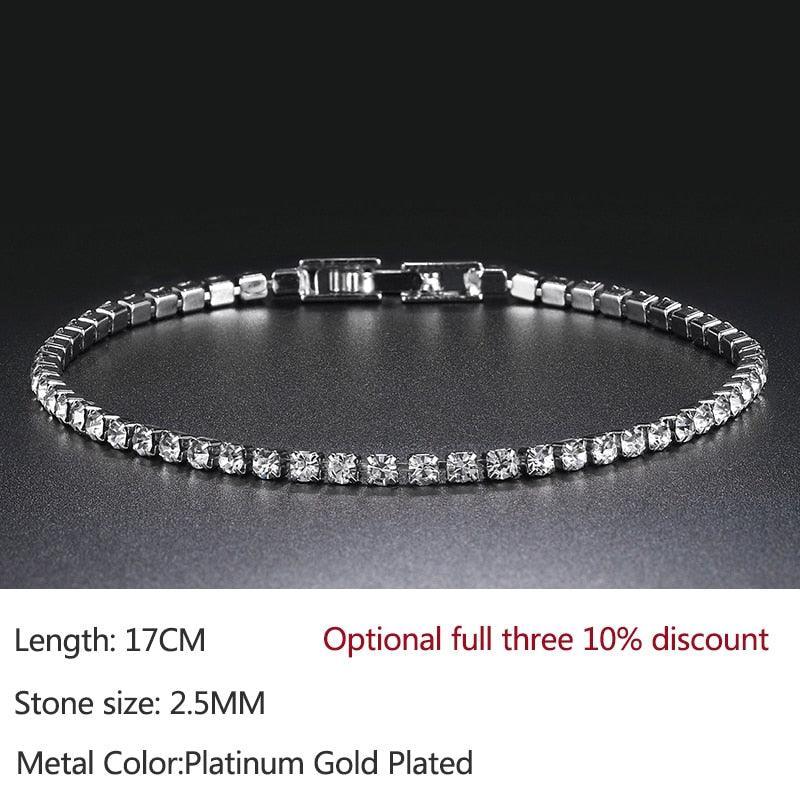 Luxury Shiny Round AAA+ Cubic Zirconia Diamond Tennis Gold Silver Colour Bracelets For Women - The Jewellery Supermarket