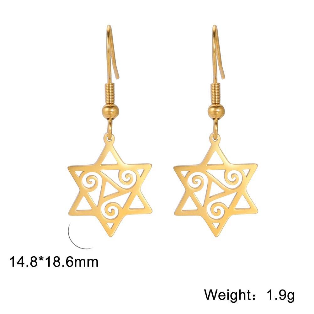 NEW Star of David Vintage Style Triple Spiral Drop Religious Earrings - The Jewellery Supermarket