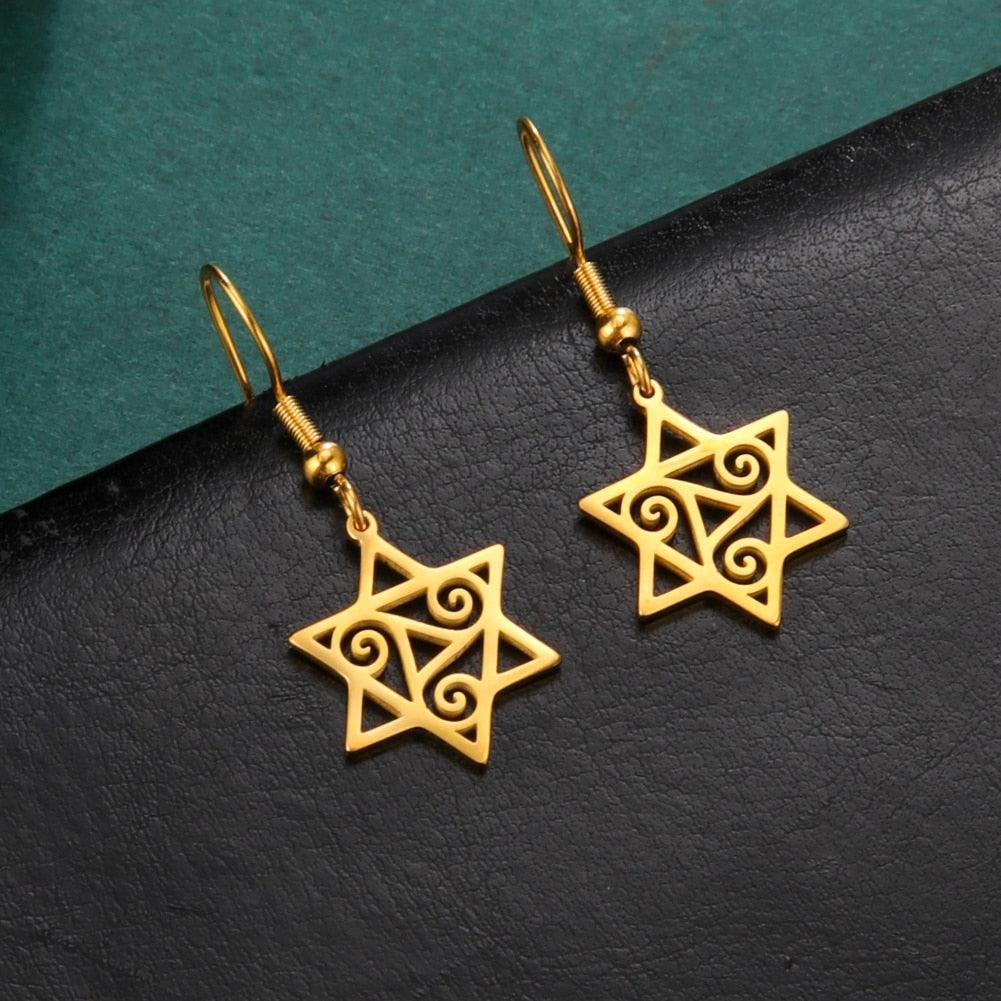 NEW Star of David Vintage Style Triple Spiral Drop Religious Earrings - The Jewellery Supermarket