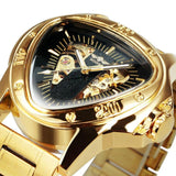 NEW - Men Golden Triangle Skeleton Mechanical Automatic Sport Watch - The Jewellery Supermarket