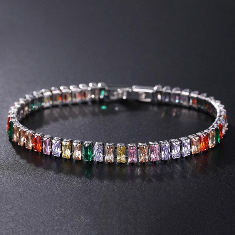 ELEGANT AAA+ Cubic Zirconia Crystals Bracelet Colorful Silver Colour Tennis Bracelets For Women - The Jewellery Supermarket
