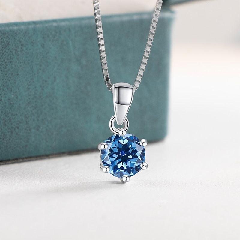 Choice 1 Carat Round Cut VVS Blue Green Colour Real High Quality Moissanite Diamonds Pendants - Fine Jewellery - The Jewellery Supermarket