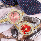NEW Elegant Stylish Iced Out Simulated Diamond Top Brand Date Waterproof Quartz Fashion Watch - The Jewellery Supermarket
