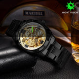 BEST GIFTS Luxury Mens Transparent Skeleton Mechanical Automatic Engraving Relogio Masculino Watch - The Jewellery Supermarket