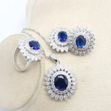 Ideal Gift - Dark Blue Sapphire AAA+ White Zircon Jewellery Set - The Jewellery Supermarket