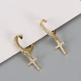 Silver Color Christian Cross Zircon Crystals Personality Pendant Pendant Earrings Women's Jewellery Gifts - The Jewellery Supermarket