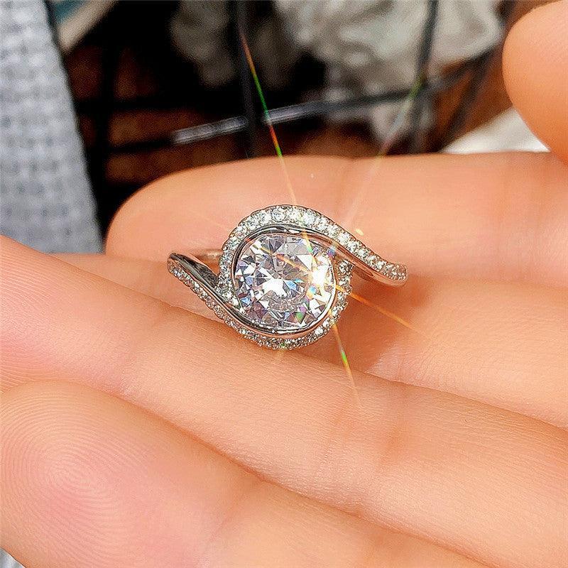 NEW ARRIVAL - Appealing AAA+ Cubic Zirconia Diamonds Luxury Halo Ring - The Jewellery Supermarket