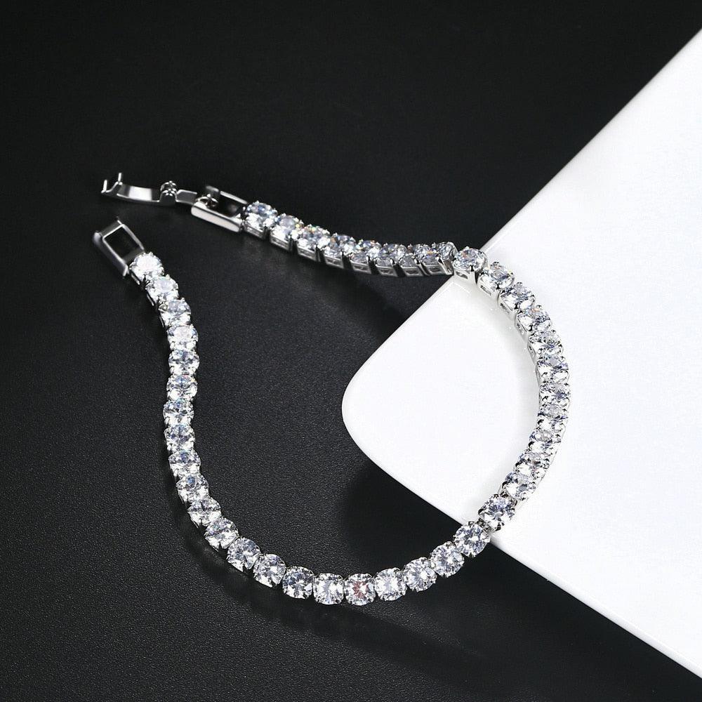 Luxury Shiny Round AAA+ Cubic Zirconia Diamond Tennis Gold Silver Colour Bracelets For Women - The Jewellery Supermarket