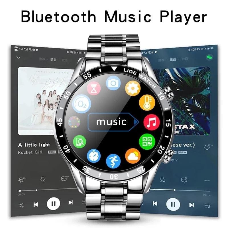 NEW MENS WATCHES - Full circle touch screen steel Band luxury Bluetooth call Sport Activity Smart watch - The Jewellery Supermarket