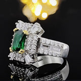 NEW - Luxury AAA+ Cubic Zirconia Green Color Princess Designer Ring - The Jewellery Supermarket