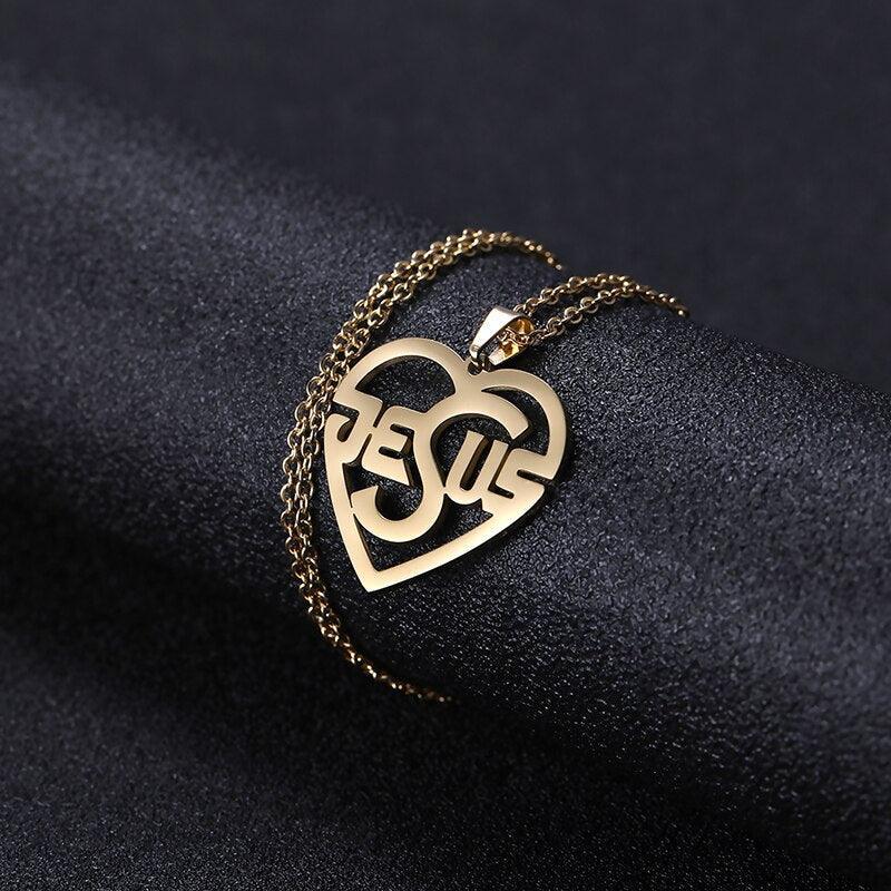 Charming Christian Jesus Heart Stainless Steel Pendant Necklace for Women - Religious Jewellery - The Jewellery Supermarket