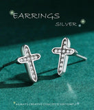 Popular Cross Dazzling Silver AAA+ Zircon Stud Fashion Classic Earrings - Fine Christian Jewellery - The Jewellery Supermarket