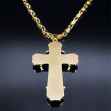 Glorious Stainless Steel Gold Colour Christ God Chain Big Cross Necklace - Christian Jewellery - The Jewellery Supermarket