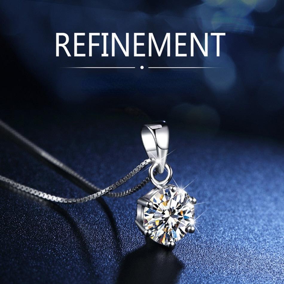 Admirable 1 CT Round cut VVS Real Top Quality Moissanite Diamonds Necklace For Women - Fine Jewellery - The Jewellery Supermarket