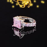 Adorable Luxury Pink AAA+ Cubic Zirconia Princess Cut Ring Set - The Jewellery Supermarket